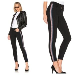 Mother High Waisted Ankle Fray Guilty Glitter Racer Jeans